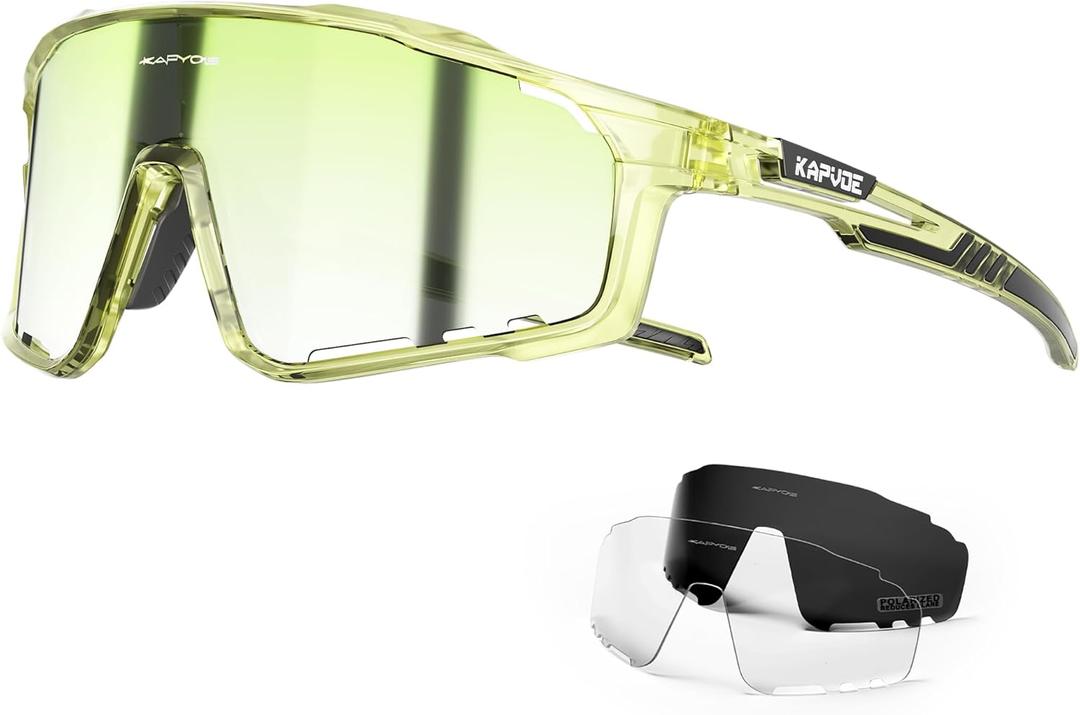 KAPVOE Polarized Cycling Glasses Men Women Mountain Bike Glasses MTB Riding TR90 Sport Sunglasses Running Bicycle K76 (A16)
