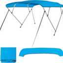 4 Bow Bimini Top Replacement Cover Waterproof 600D Sun Shade Boat Canopy with Storage Boot,Blue/Gray 54''-103''W x 96''L x 54''H