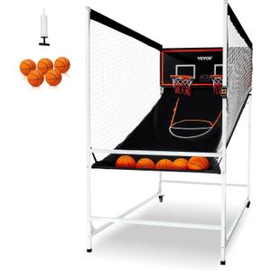 VEVOR Arcade Cage Basketball Game, 2 Player Indoor Basketball Hoop Arcade Game, Home Dual Sport with 5 Balls, 8 Modes, Electronic Scoreboard, and Inflation Pump, for Kids, Adults