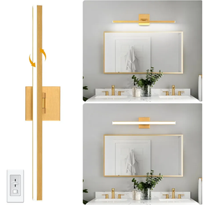 Gold Bathroom Vanity Light Fixtures - 24 inch Modern LED Brushed Gold Vanity Wall Sconce with 6000K White Light Brushed Bathroom Wall Sconce Over Mirror 18W for Bedroom Dimmable Rotatable