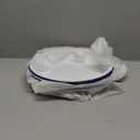 Dicunoy Set of 4 Enamel Plates, 9.5" Unbreakable Enamelware Dinner Serving Platter Trays, Retro White Round Shallow Bowls with Blue Rim for Pasta, Salad, Camping, Outdoor, Picnic, BBQ