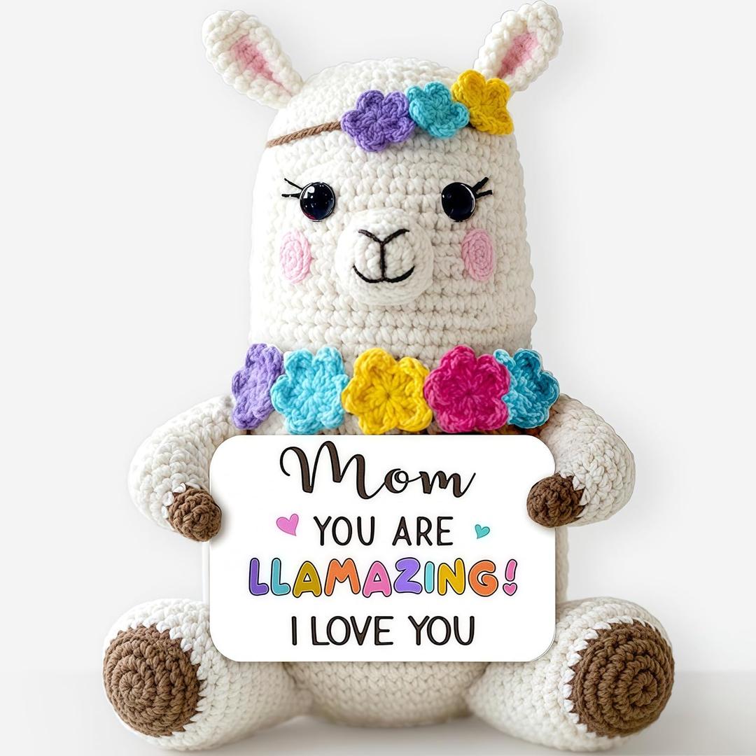 Birthday Gift for Mom from Daughter Son - Llama Gifts for Christmas Mothers Day, Cute Llama Crochet Gift, Gifts for Mother in Law Stepmom, Gigi Nana, I Love You Mom Appreciation Animal Crochet