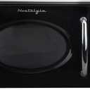 Nostalgia Retro 1000W Microwave Oven 1.1 Cu Ft Capacity – Child Safety Lock, 8 Auto-Cook Settings – Countertop Kitchen Appliance – Black