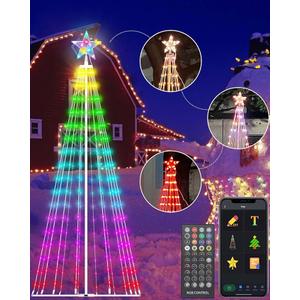 6ft DIY Outdoor Christmas Trees for Yard with 47 Prelit Lights 265 LED Christmas Tree Lights Color Changing Sync Musical APP & Remote Control Christmas Tree Light Show for Multicolor Decorations