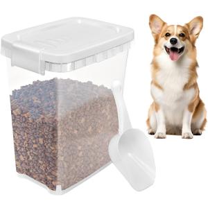 5 - 8 Lbs Dog Food Storage Container with Scoop - Airtight Cat Food Container - Buckle-Lock Pet Food Container for Dog, Cat, Bird Seed, Chicken, Dog Treat - Dry Food Container for Rice, Cereal, Flour
