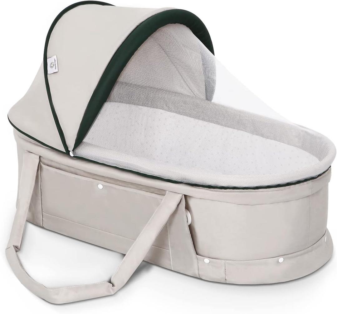 Baby Travel Bassinet Portable Bassinet with 2 in 1 Canopy for Newborn - Light Grey