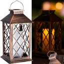 SteadyDoggie - Solar Lantern Waterproof - Decorative 6X Pattern Hanging Patio Lights or Table Lamp - Illuminated No Cord Jar- Colorful Light Pathway Lantern for Garden, Porch, and Backyard