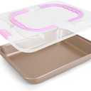 Rectangular Cake Pan with Lid, 9 x 13 Inch Baking Pan With Lid and Handle, Nonstick Bakeware Bake & Roast & Cook Carrier Pan, Champagne