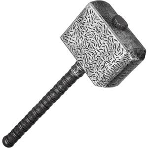 Viking Plastic War Hammer Prop Weapons for Men Halloween Costume, Medieval Cosplay Accessory Replica LARP Birthdays Gifts