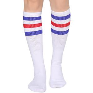 Henwarry Classic Triple Stripes Over the Calf Cotton Retro Tube Socks for Men and Women One Size