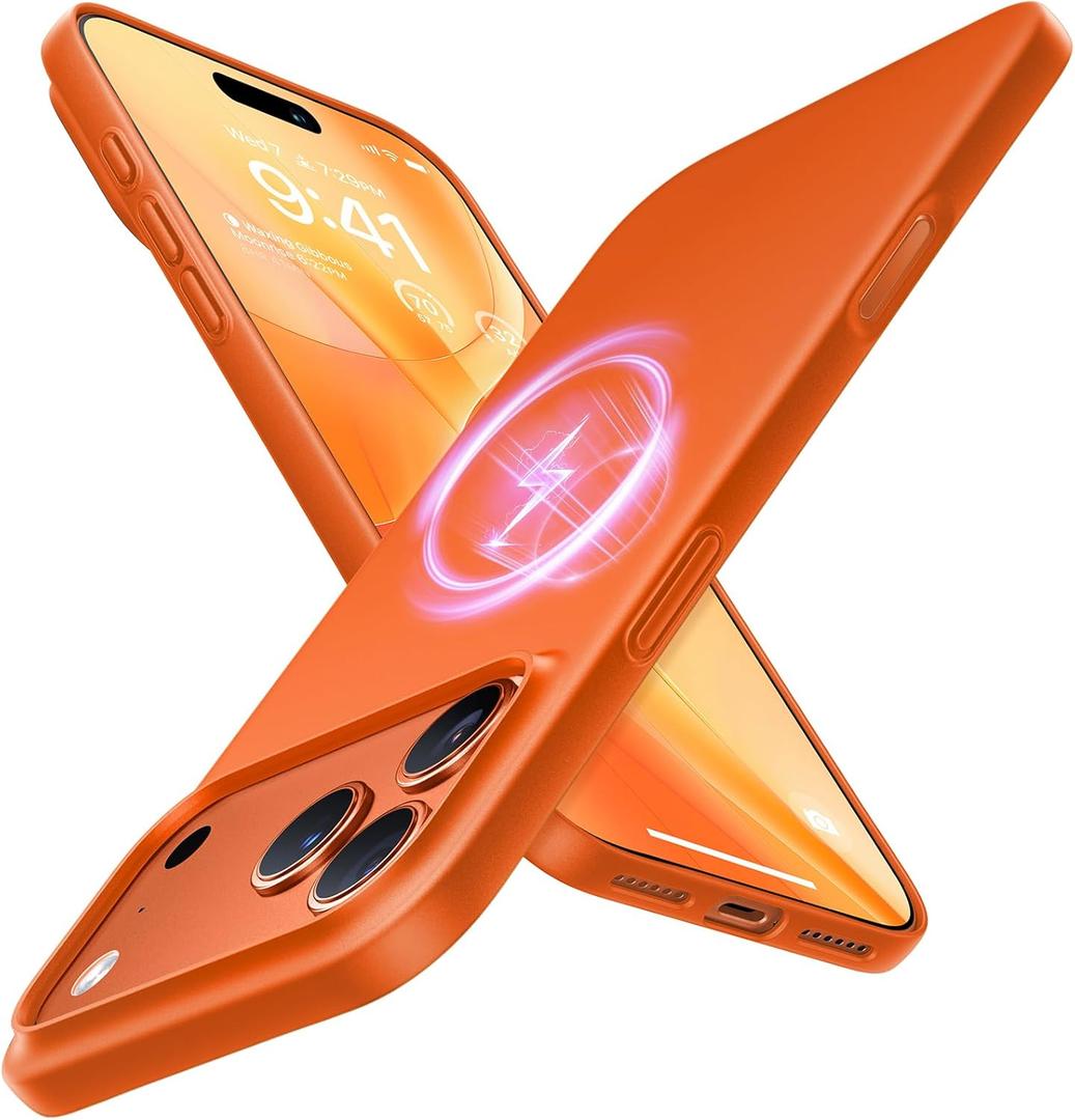 TORRAS Magnetic Slim Fit for iPhone 17 Pro Case 6.3 inch, Ultra-Thin, Compatible with MagSafe, Lightweight Matte Anti-Scratch Hard PC Cover Phone Case for iPhone 17 Pro OriginFit, Cosmic Orange