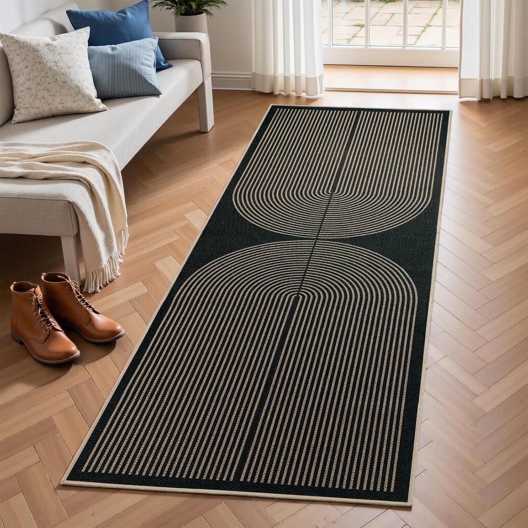 EDIMENS Rainbow Easy Jute Runner, 2x6 Washable Kitchen Runner Rug, Kitchen Mats for Floor Non Slip Washable Laundry Balcony Runner Low Pile Rainbow Indoor Outdoor Carpet for Hallway 6ft Entry
