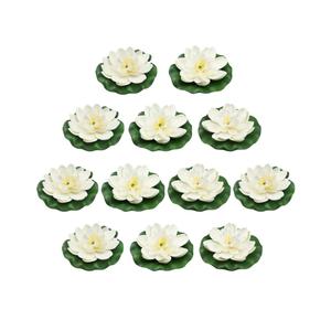 12pcs Floating Foam Lotus Flowers with Lily Pads, Artificial Pond Plants Ornaments for Pool Aquarium Water Decoration, White 12pcs Floating Foam Lotus Flowers with Lily Pads, Artificial Pond Plants Ornaments for Pool Aquarium Water Decoration, White