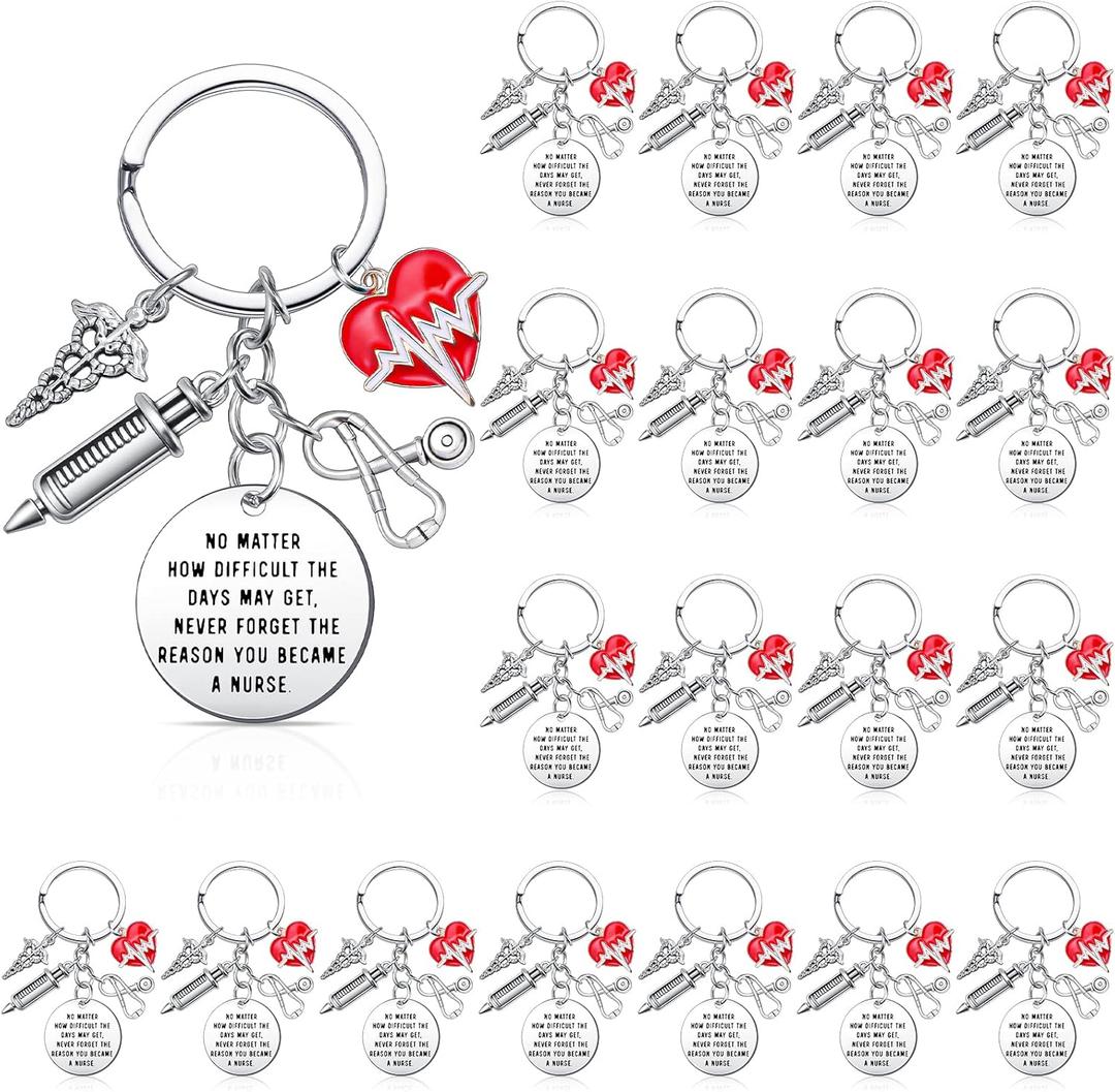 Kigeli 20 Pcs Nurses Graduation Gifts Bulk Women Keychain Nurse Appreciation Gifts