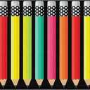 Flagship Carpets Stylish Black & White Brights Pencil Classroom Area Rug for Indoor Classroom Learning or Kid Bedroom Educational Play Mat, 7'6" x 12', Multi