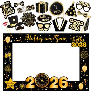 KatchOn, New Years Eve Photo Booth Props 2026 - Pack of 36, New Years Photo Booth Props 2026 | Happy New Years Decorations 2026 | New Years Eve Party Supplies 2026 | New Year Photo Booth Frame 2026