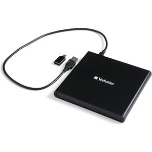 Verbatim Slimline CD/DVD Drive - External USB 2.0 CD DVD +/-RW Burner for Laptops and Notebooks with M-DISC Support - Mac & PC Compatible - Nero Burn & Archive Software Included - Black