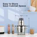GANIZA Food Processors, Electric Food Chopper with Meat Grinder & Vegetable Chopper - 2 Bowls (8 Cup+8 Cup) with Powerful 450W Copper Motor - Includes 2 Sets of Bi-Level Blades (Grey)