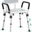 Kicimpro Shower Chair for Elderly and Disabled, 10 Mins Installation, Heavy Duty Shower Chair for Inside Shower Tub, 6 Adjustable Height Shower Seat for 5'1"-6'4" Users, Bath Chair with Pad (Shower Chair with Back)