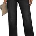 KUNMI Jeans for Women Wide Leg Baggy High Waist Boyfriends Straight Leg Stretchy Denim Pants Trendy Fall 2025 (4, W008-black)