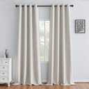 IGEMAEVE Greyish White Curtains 96 Inch Length 2 Panels Set, Light Filtering Curtains for Living Room 96 Inch Long, Grommet Energy Saving Semi Sheer Drapes for Bedroom Window(W52 x L96)