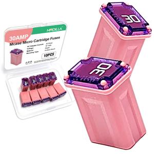 10PCS 30Amp Micro Cartridge Fuses, Low Profile FMM/MCASE Type 608830 Car Fuses for Car, SUV, Truck, Box-Shaped Blade