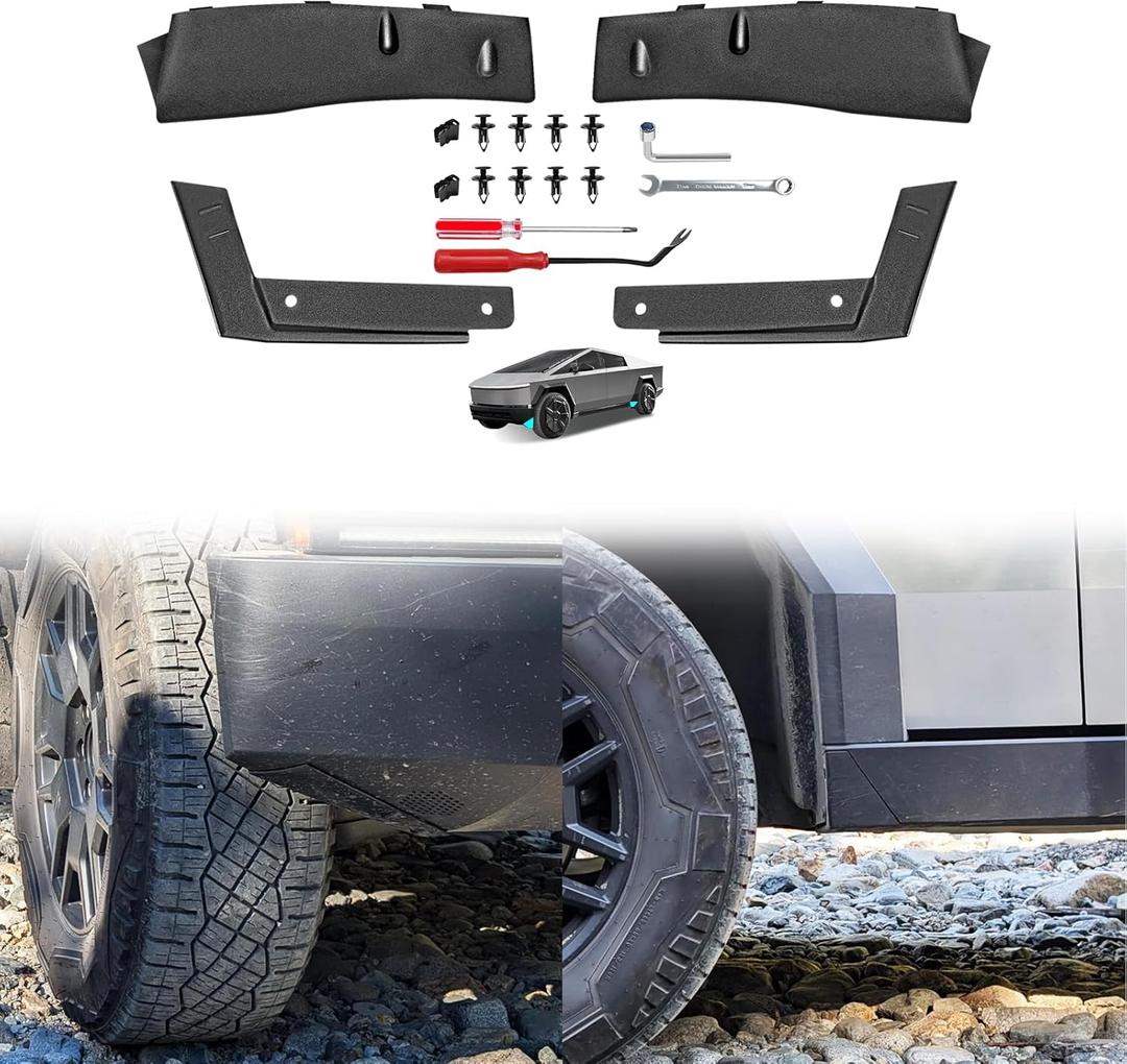 BestEvMod 4PCS Upgrade Wheel Fairing Delete Covers Replacement Kit Compatible with Tesla Cybertruck 2026 2025 2024 Off-Roading Protection Custom Fit