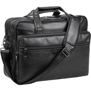 seyfocnia Leather Laptop Bag, Men's 15.6 Inche 17.3 Inche Messenger Briefcase Business Satchel Computer Handbag Shoulder Bag
