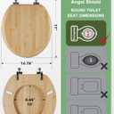 Round Bamboo Toilet Seat with Zinc Alloy Hinges, Easy to Install also Easy to Clean, Natural Bamboo, Light, 16.5-inch