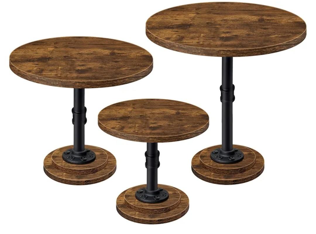 Cake Stand Rustic Industrial Wood Round Cupcake Stands Cake Stand Set of 3 Dessert Table Display Set Serving Tray Decoration for Birthday Celebration Party Baby Shower