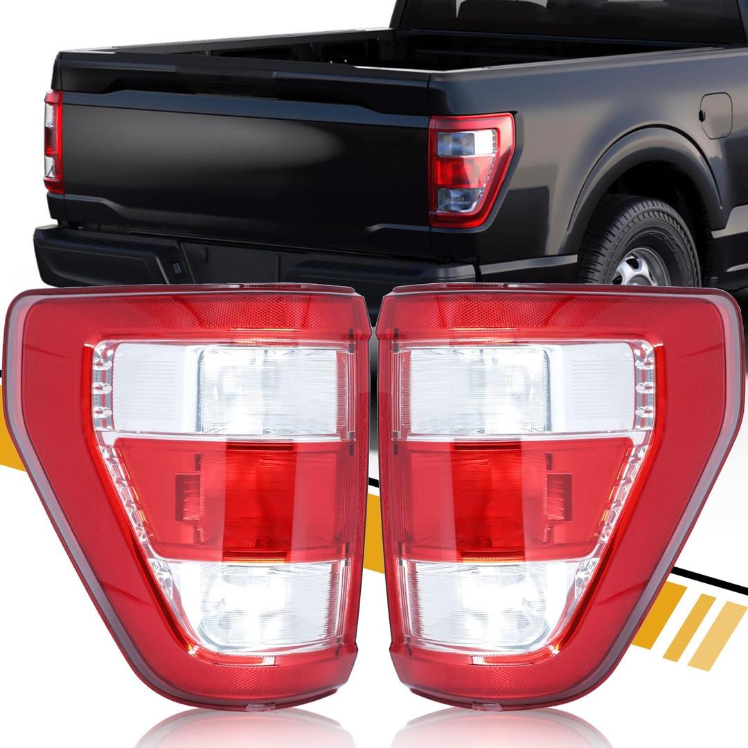 Tail Light Assembly Compatible with F150 Pickup 2021 2022 2023 Halogen Type Taillight, OE-Style Rear Lamp Replacements for ML3Z13404E ML3Z13405E, w/o Bulbs, w/o LED, Right Passenger Side