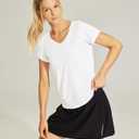 Haimont Women's Quick Dry Short Sleeve T-Shirts V-Neck UPF 50+ Tops Workout Athletic Fitness Running, Moisture Wicking