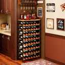 48 Bottles Wine Rack Freestanding Floor with Wood Top, 8 Tier Wine Bottle Holder, Wine Storage for Kitchen Pantry, Tall Wine Bar Stand Shelf Display 25.2''L X 10.7''W X 47.2''H
