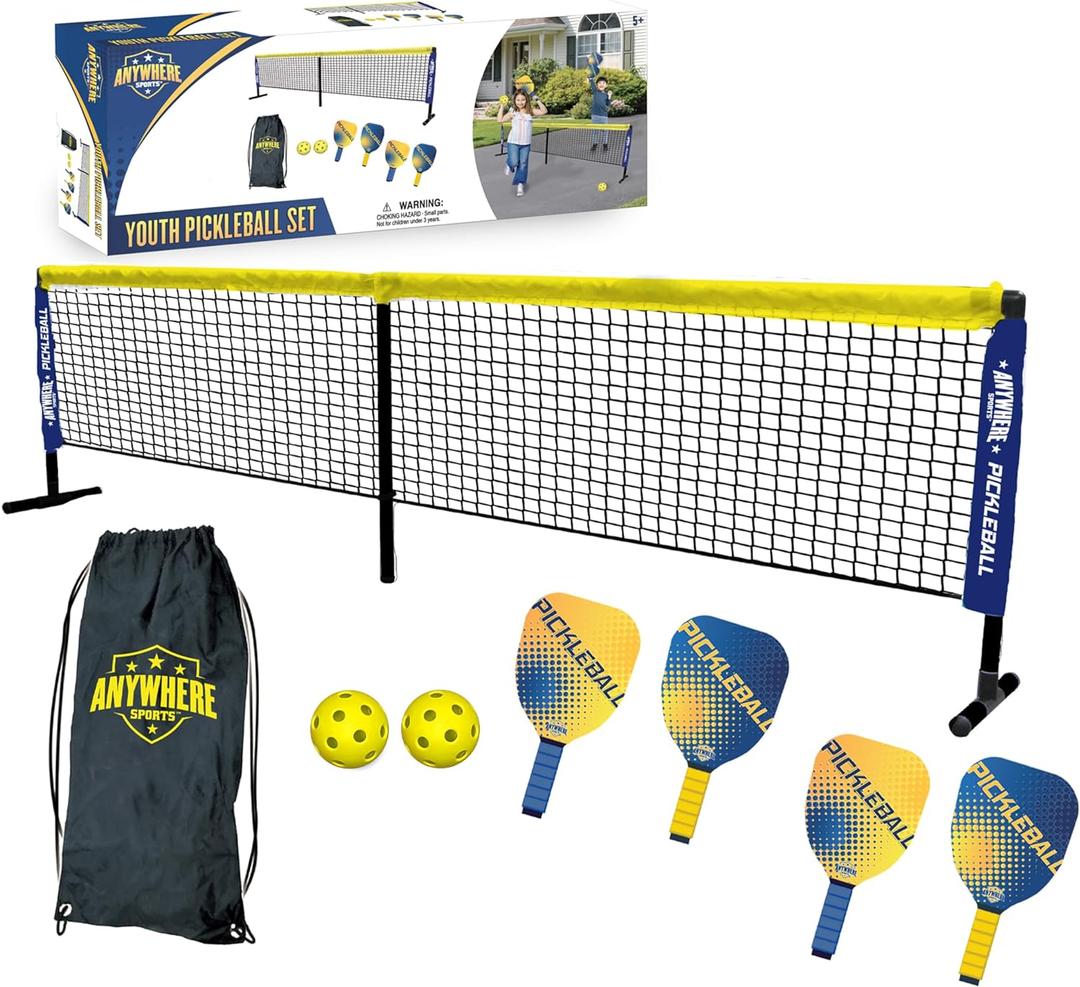 Ultimate Youth Pickleball Set with Net, Paddles, and Balls - Start Playing Pickleball Today with This Complete Junior Kit for Boys and Girls Ages 5 to 12