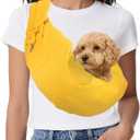 Dog Sling Carrier for Small Dogs and Cats Up to 16.5 Lbs, Hands Free with Purse Pocket Pet Sling Carrier Safety Harness, (Yellow, 1 Pcs) Intended for Outdoor/Camp/Travel
