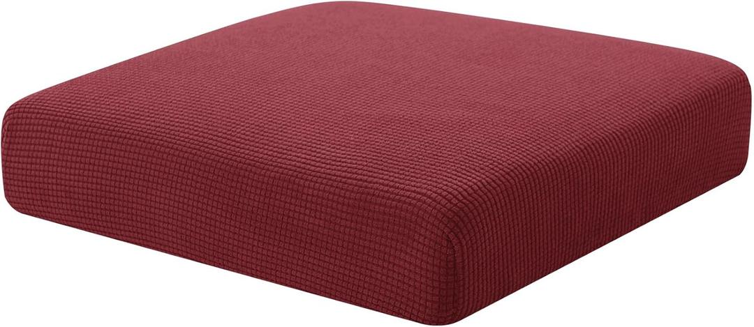 Hokway Couch Cushion Covers Christmas Wine Red Stretch Cushion Covers Sofa Seat Cushion Slipcover Cushion Protector(Wine, Small) (Small (1 Piece))