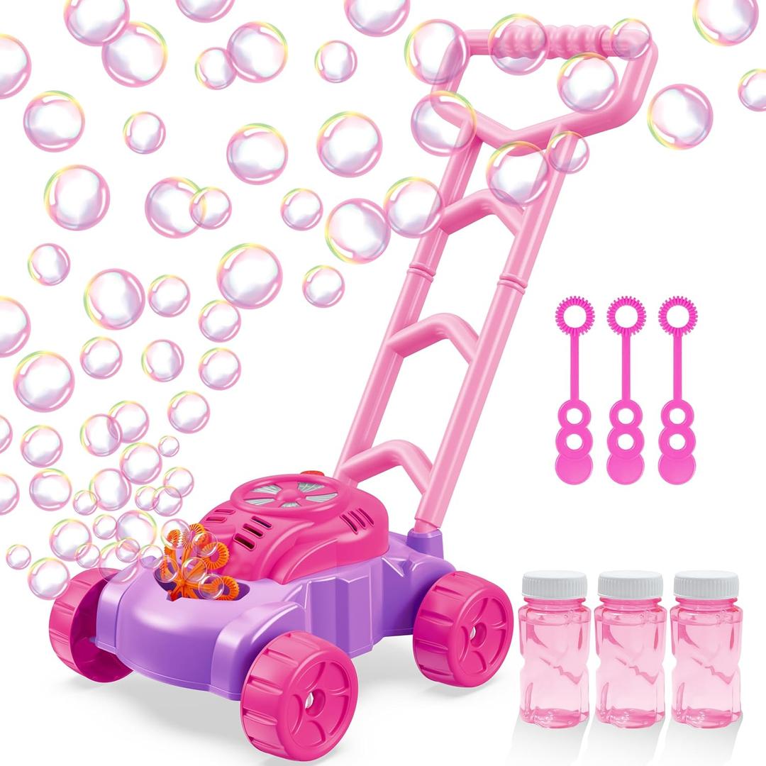 Bubble Lawn Mower for Toddlers 3+,Outdoor Bubble Blower Machine for 3+ Year Old Boys Toy Gifts,Kids Push Summer Outside Garden Toys,Push Toys for Toddlers Birthday Gifts for Preschool Girls