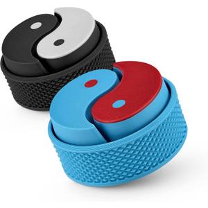 Yin Yang Fidget Clicker Toy with Satisfying Click, 2-Pack with Lanyard, Black and Blue, Reduce Stress & Anxiety