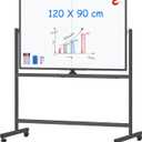 maxtek Rolling Whiteboard, 48x36 Large Magnetic White Board with Stands, Big Double-Sided White Board Dry Erase on Wheels for Homeschool, Home Office, Office, School (Black, 48 x 36)