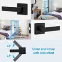 Estmoon 2 Pack Passage Door Levers, Matte Black Door Knobs Interior Square Door Handles, Heavy Duty Non-Locking Leversets Hall Closet Handles, Reversible for Right & Left Sided Doors