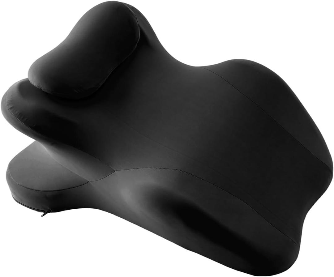 Reading Pillow for Watching tv and Reading in Bed,Ergonomic Wedge Pillow Prone Position with Support More Comfortable (Black, One Size)