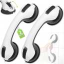 Auroras 12 Inch Grab Bars for Bathtubs and Showers with Suction Cup, Removable Shower Grab Bars for Seniors, No Drilling Heavy Duty Shower Handle for Bathroom Safety, Handicap Grab Bars,Black (2 Pack)