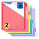 Awsedrt 8-Count Binder Dividers with Two Pockets, 8 Tabs, 3-Hole Punched, Multicolor Plastic Index Dividers Durable, Tear-Resistant, Insertable Labels Fits Standard 3-Ring Binders(Red,2sets)