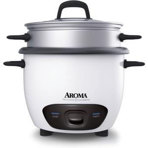 Aroma Housewares 14-Cup (Cooked) (7-Cup UNCOOKED) Pot Style Rice Cooker and Food Steamer (ARC-747-1NG),White
