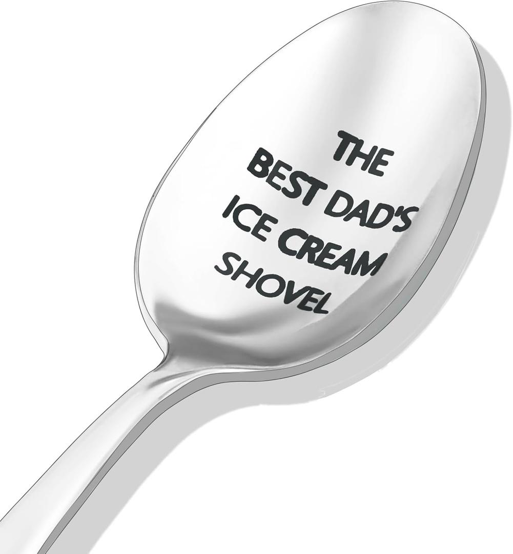 4 x Christmas Gifts for Dad,Ice Cream Shovel Spoon for Men Stocking Stuffers Gift,Clear Engraved Inscription THE BEST DAD'S ICE CREAM SHOVEL Funny Gift for Dads Fathers Day Birthday from Daughter Son