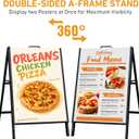 A Frame Sign 24x36, Heavy Duty Double-Sided Sandwich Board | Heavy all-metal, weatherproof. Push-in poster swap. Folds flat, carry handle. For storefronts, open houses, trade shows.
