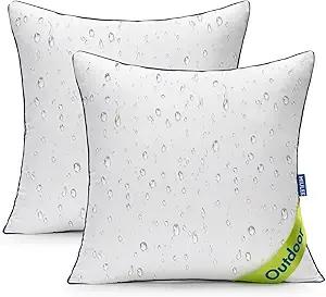 MIULEE 18x18 Outdoor Pillows, Pack of 2 Water Resistant Waterproof Pillow Inserts Decorative Stuffer for Sofa Couch Patio and Garden