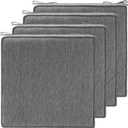 19 x 19 Inch Outdoor Chair Cushions with Tie Straps, Set of 4 Thick Water Repellent Square Patio Chair Pads for Garden Lawn Patio Furniture, Linenweave Gray