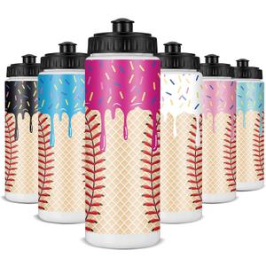 12 Pcs Baseball Drip Ice Cream Water Bottle Bulk Birthday Party Reusable Sports Bottle 20 oz Baseball Accessories Gifts School Sports