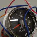 2 Inches /52mm Car Boat 12V Voltmeter 8-16VDC Voltage Meter Gauge with Multi- Lights for Auto Marine Vehicles (Black&Silver, 12V/8-16V)